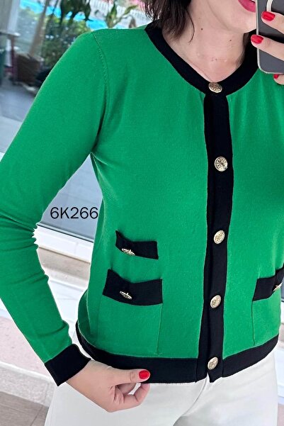İnce Topuk Metal Buttoned Knitwear Cardigan 6K266