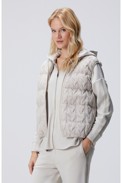 Network Bej Melanj Yün Karışımlı Triko Casual Yelek