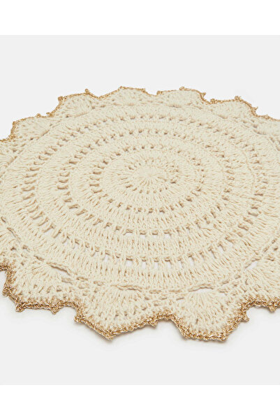 REDTAG Ivory Cotton Round Crochet Placemat