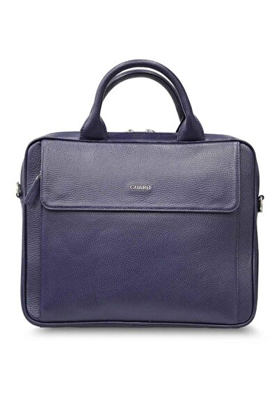 GUARD Navy Blue Genuine Leather 14' Inch Laptop Bag