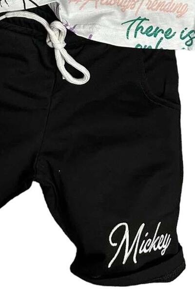 Riccotarz Boy's Colorful Texts and Character Printed Black Shorts Suit