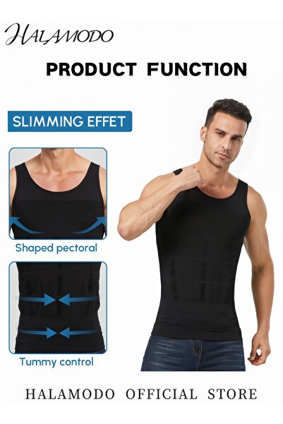 HALAMODO Men's Body Shaper Slimming Vest Tummy Control Shapewear Compression Base Layer Slim Muscle Shirt
