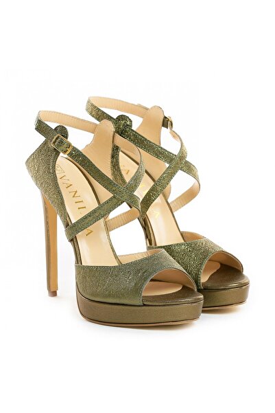 Vanilla Days Berna Slim Heel Sandals, Leather, Green, 13cm Heel