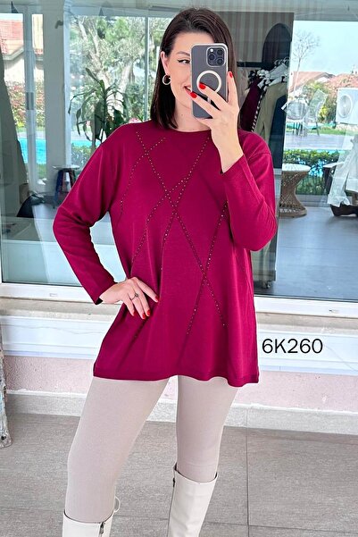 İnce Topuk Stone Detail Knitwear Blouse 6K260