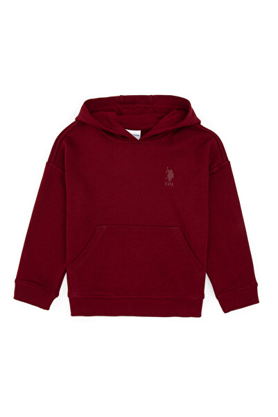 U.S. Polo Assn. Boy's Claret Red Hooded Basic Sweatshirt 50313941-Vr014
