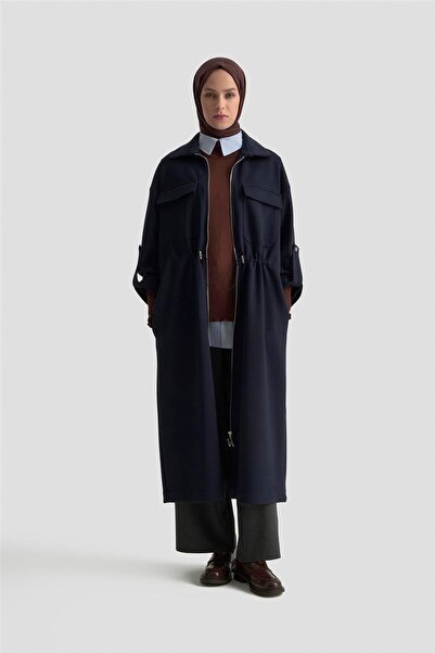 Armine Beli Büzgülü Örme Giyçık 25KD1504 Lacivert