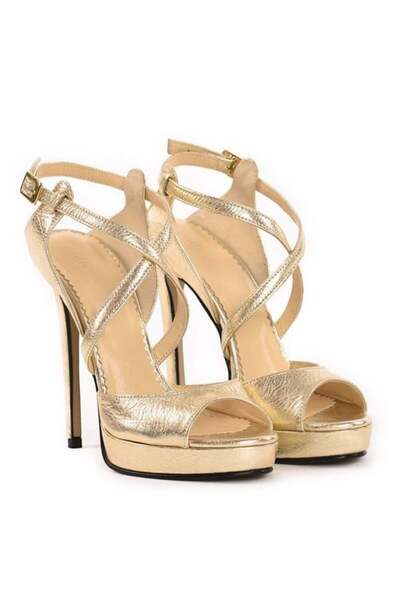 Vanilla Days Pantofi cu toc elegant Bernada, aurii, cu stiletto subțire de 13...