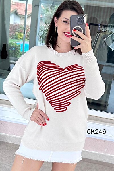 İnce Topuk Heart Knitwear Blouse 6K246