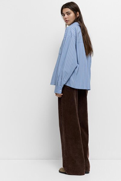 Pull & Bear Ön cepli çizgili gömlek