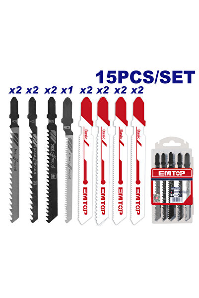 EMTOP Jigsaw blade set, 15 pcs - EJSBT1501,