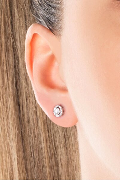 So CHIC... Mozanit Fısıltısı 18 Ayar Beyaz Altın Kaplama Gümüş Küpe