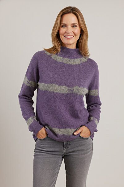 YXL COLLECTION Women's Plus Size Stretch Fabric Half Turtleneck Tie-Dye Pattern Soft Pullover Mother Blouse