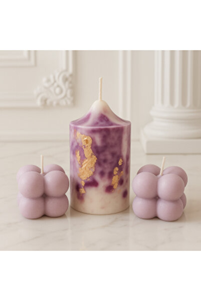 STYLUX Luxe Amethyst Glow handmade decorative candle with gold leaf and amethyst shades