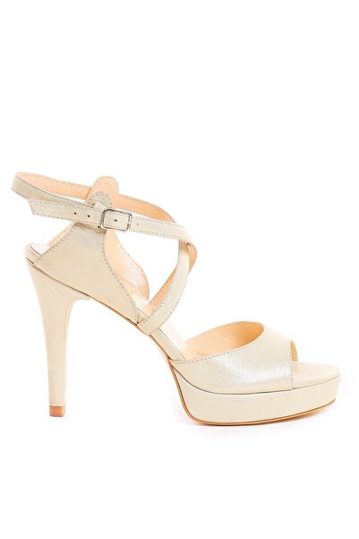 Vanilla Days Sandale argintii cu toc jos, reflectorizante, din piele naturală...