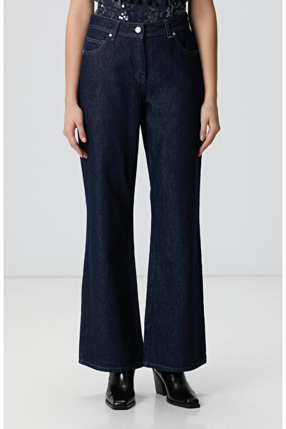 Network Koyu İndigo Mavi Geniş Paça Denim Pantolon