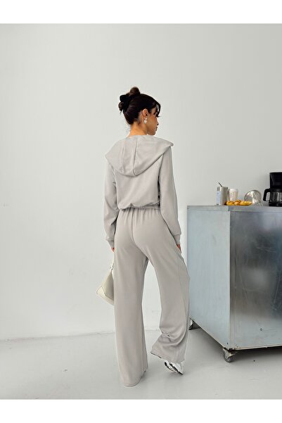 floral fashıon Free Design Premium Modal Fabric Women's Tracksuit Set Flow Fit Cut Steel Zipper Hood Detail