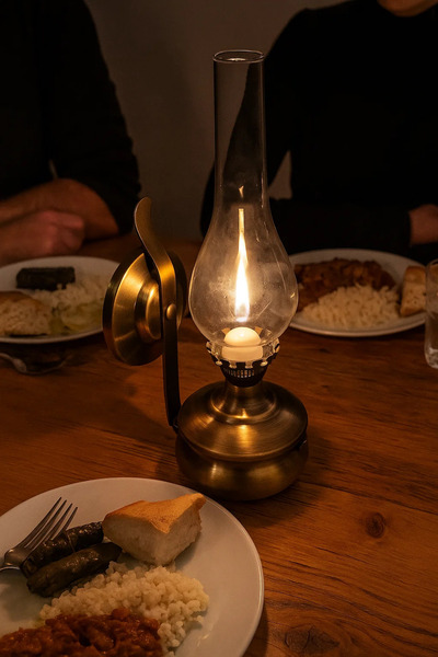 Tel Lighting Şarjlı Eskitme Gaz Lambası Aplik Aydınlatma - 7 Saat Kullanım