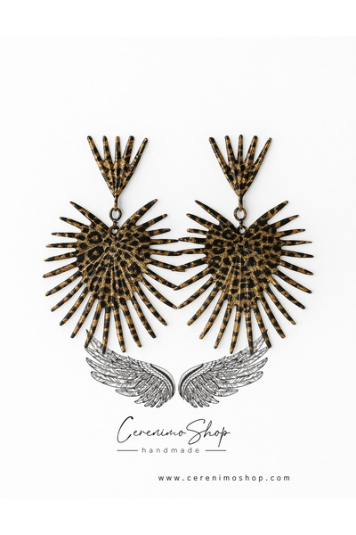 Cerenimo Shop أقراط معدنية على شكل فهد مطبوع