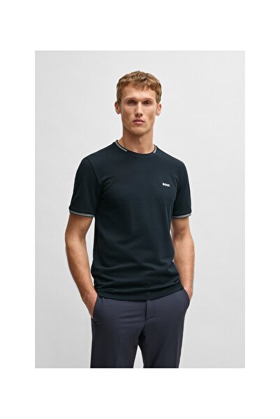 BOSS Çizgili Logolu Tişört