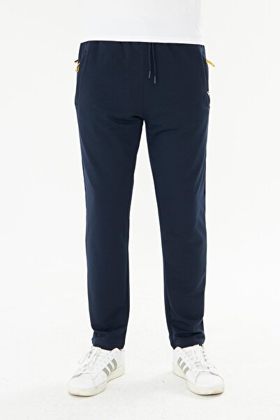 TRENDHİLL Ανδρικό βαμβακερό παντελόνι με φερμουάρ και τσέπες σε μεγάλο μέγεθος Navy Blue 7814B-L
