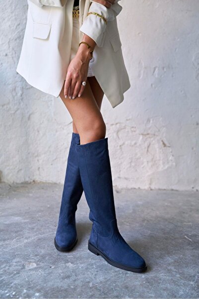 PELİN'İN AYAKKABILARI FLOVA LACİVERT SÜET ÇİZME