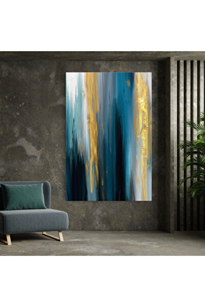 Arthub Tablou Canvas, Dormitor Si Living, Abstracte, Golden Black Blue Art