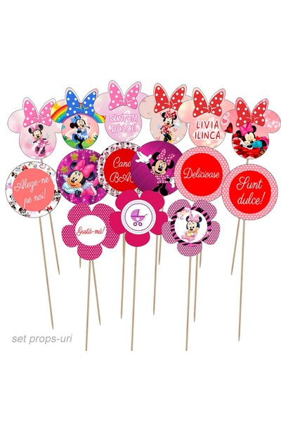 PersonalizatCuStil Set 15 bucati/Decoratiuni Candy Bar cu Minnie Mouse