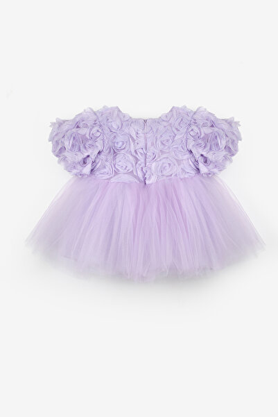 Le Mabelle Lilac Rose Detailed Baby Girl Dress - Elina
