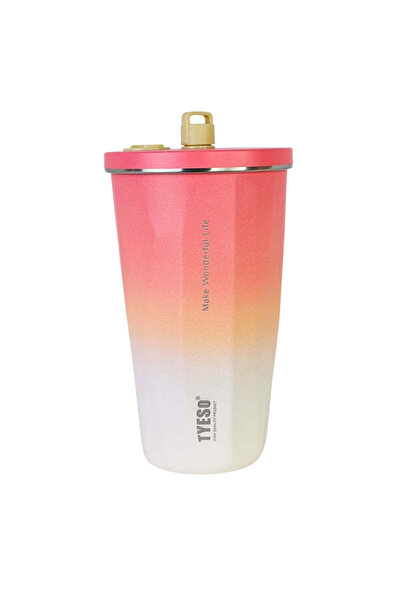 SAFECARE Cup with Straw, 500 ml, Pink-White