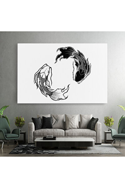 Arthub Canvas Painting, Bedroom And Living Room, Modern, Yin Yang Koi