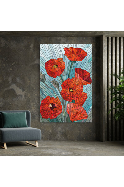 Arthub Canvas Painting, Bedroom And Living Room, Flowers, Blue Glass Poppy