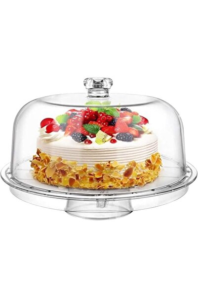 fitto White Cake Stand with Dome by - Elegant Rotating Cake Display for Servi...