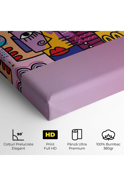 Arthub Canvas Painting, Bedroom And Living Room, Modern, Face Group Purple