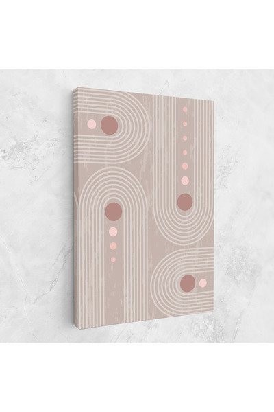 Arthub Canvas Painting, Bedroom And Living Room, Abstract, Pink Circle On Cream