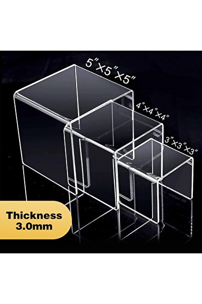 Generic ANDGOO Clear Acrylic Display Risers - 3×4×5 in, 6 Pieces, White