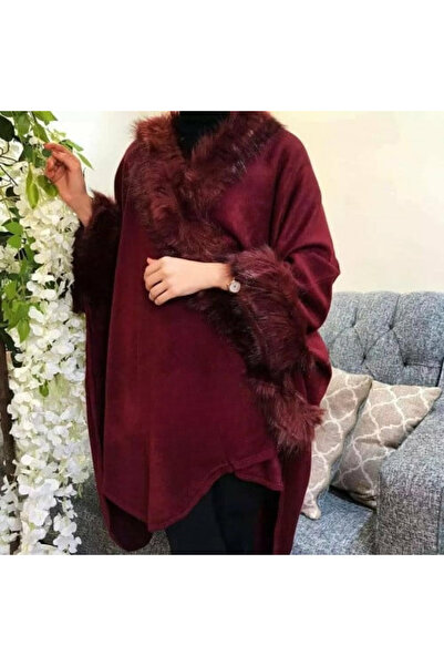 Abaya-AB شال شتوي قماش جوخ + اطراف فرو