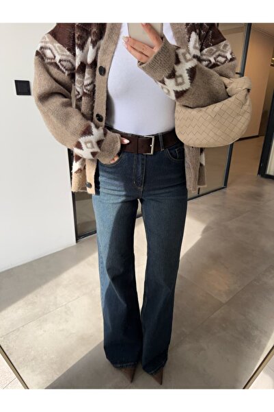 BB Bensu Buyruk LİKRALI KOYU MAVİ WİDE LEG CLARA JEAN