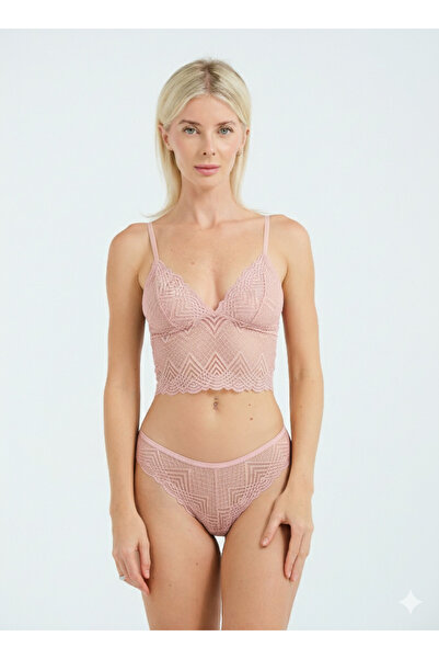 Laperissa Set de bralet și slip elastic cu detalii din dantelă