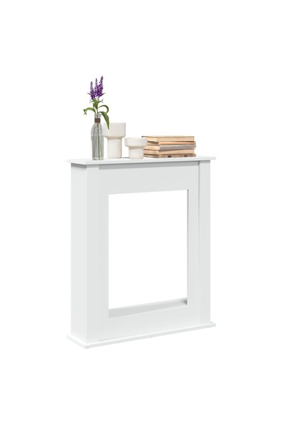 vidaxl محيط المدفأة أبيض 75x20x87.5 سم من الخشب الهندسي