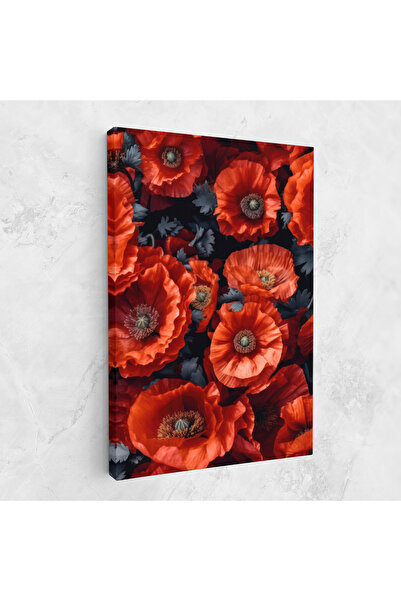 Arthub Canvas Painting, Bedroom And Living Room, Flowers, Black Red Poppies