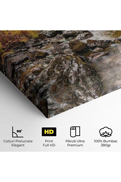 Arthub Canvas Painting, Bedroom And Living Room, Landscapes, Forest Lake Rocks