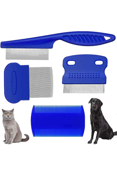 Belle Fusion Bfs 4-Piece Flea Comb Set Cat Dog Pet Hair Remover Blue