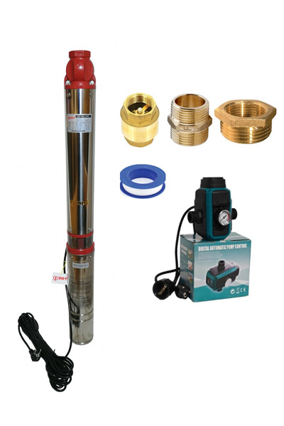 DDT Kit pompă submersibilă pentru puț adânc 1.8, 1800 W + control electronic ...