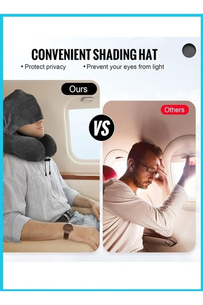 Generic Travel Pillow Neck Pillow with Hood Memory Foam Neck Pillow Head & Neck Support for Plane Office Car