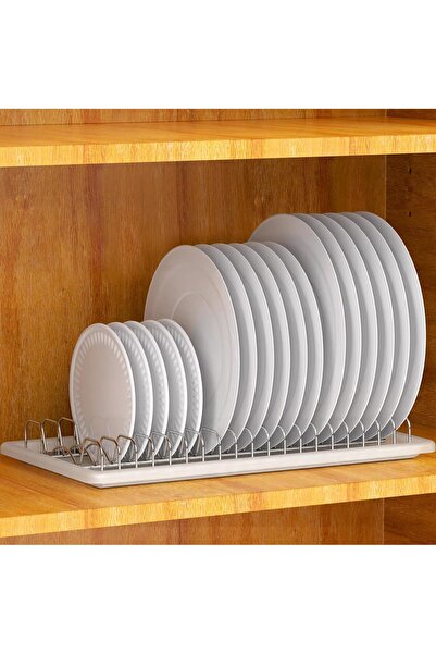 Simple Houseware رف تجفيف الأطباق مع لوح تصريف، كروم، سبيكة فولاذية