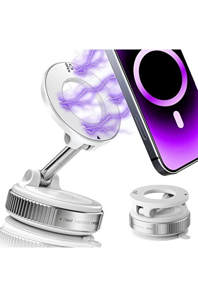 Generic Magnetic Phone Holder - Vacuum Suction, 360° Adjustable & Foldable Mount for Car/Everyday Use