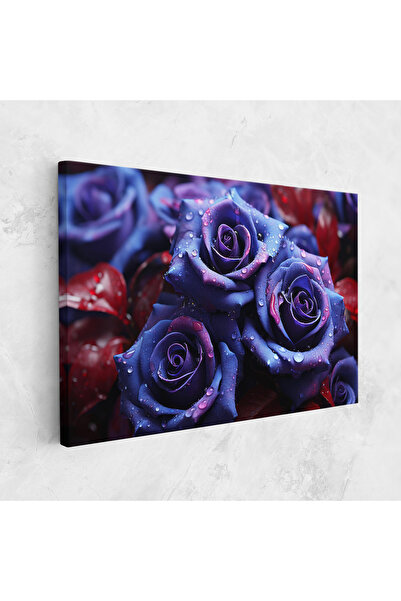 Arthub Canvas Painting, Bedroom And Living Room, Flowers, Blue Purple Rose