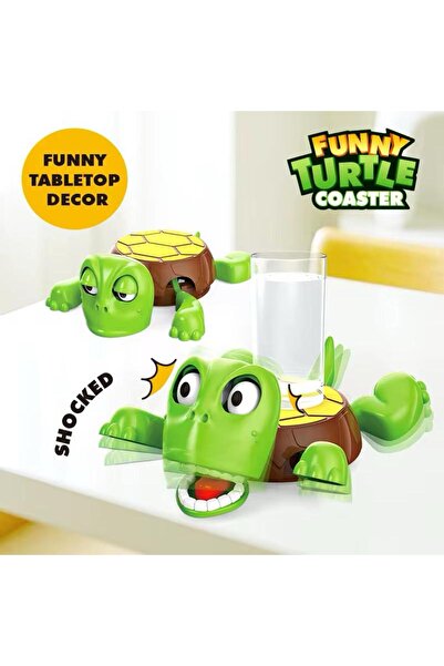 Generic Turtle Coaster – Expression Changes When Cup Is Placed, Fun & Functional Table Decor (DARKtGreen)