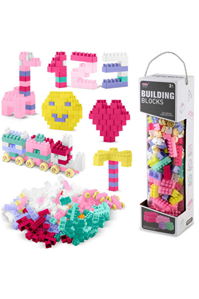 Ricokids Set 300 cuburi mari de construit Create Your Dream Tower Pastel in cutie cu maner