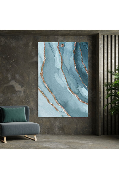 Arthub Canvas Painting, Bedroom And Living Room, Abstract, Blue Golden Glitter